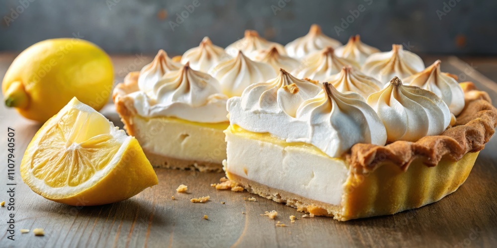 Aufkleber a freshly baked lemon meringue pie with a flaky crust and fluffy meringue topping, invitingly displa