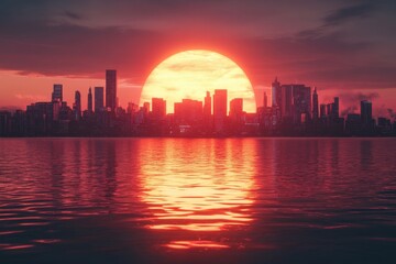 Fototapeta premium Breathtaking Sunset Over City Skyline