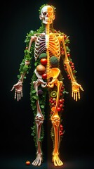Vibrant Integration of Human Anatomy and Nutrition with Diverse Fruits and Vegetables