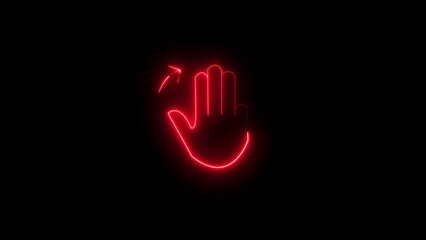 Fototapeta premium bright neon line move to right linear icon. Swipe and slide. Smartphone interaction.