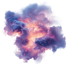 Harmonious nebula cloud patterns swirling in an abstract background isolated on white & transparent a background.