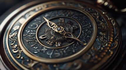 Fototapeta premium Intricate Ornate Antique Pocket Watch Face Detail