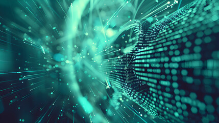 Abstract Vision of Turquoise Glitch: A Metaphor for Technological Disruption