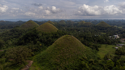 Aerial view of the famous Chocolate Hills Complex in Carmen, Bohol, Philippines