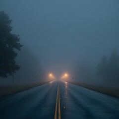 Mystical Moonlight Night Road Fog Image – Perfect for Atmospheric and Scenic Designs