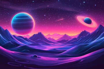 Obraz premium Surreal Cosmic Landscape with Planets