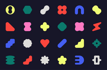 Collection of vector, modern, abstract and geometric shapes and symbols.