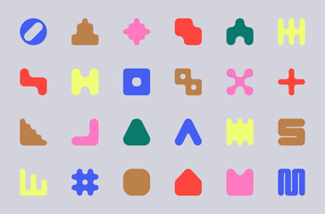 Collection of vector, modern, abstract and geometric shapes and symbols.