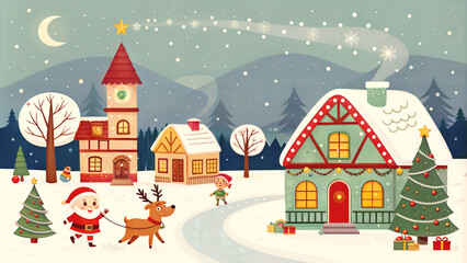 Merry Christmas background festive template, seasonal illustration