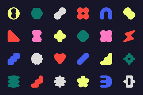 Collection of vector, modern, abstract and geometric shapes and symbols.