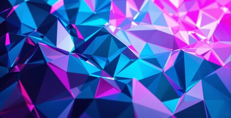 Obraz premium Abstract Geometric Low Poly Background with Vibrant Blue and Pink Color Gradients