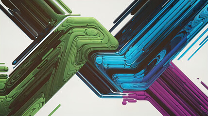 Vector illustration, abstract background with blue and green lines