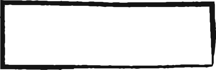 Fototapeta premium Wide black rectangular frame with rough, hand drawn edges, creating a simple yet striking border on a clean white background, perfect for adding a touch of raw artistry to designs