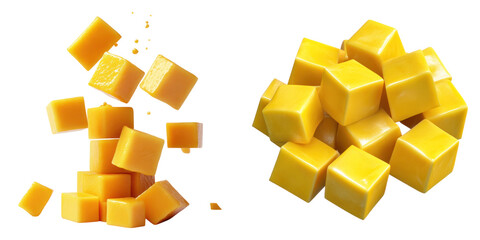 Sliced mango isolated on transparent background, Set of