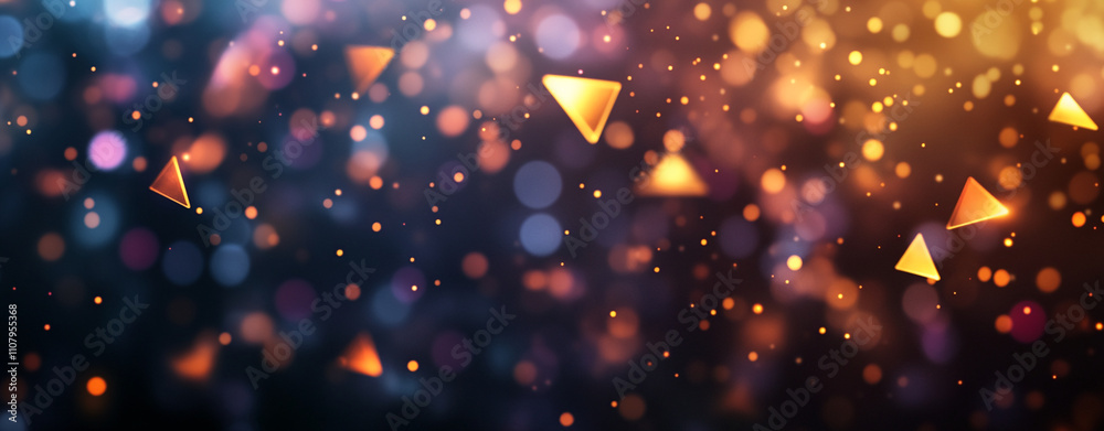 Poster bright geometric shapes and vibrant colors create a festive atmosphere in a celebratory setting