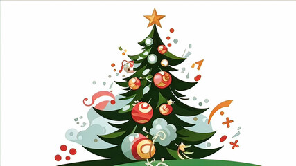 Obraz premium Christmas tree isolated on white background