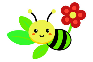 bee and flowers