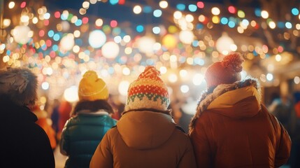 Fototapeta premium Enchanted Winter Night at a Festive Holiday Market