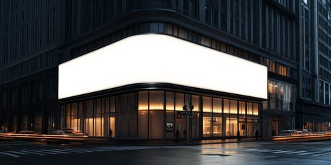 blank white billboard mockup that wraps around the corner of a building