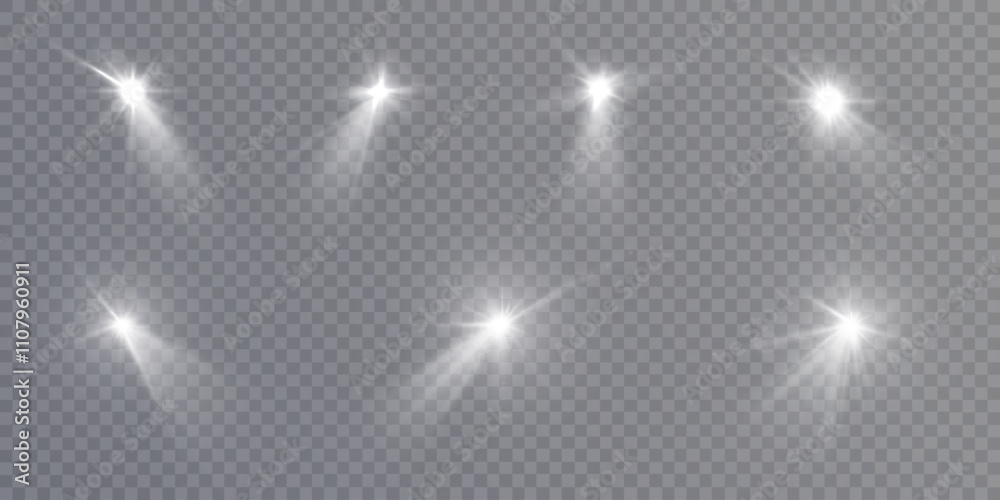 Aufkleber glow of bright light effects of light on a transparent background. blurred vector collection of star
