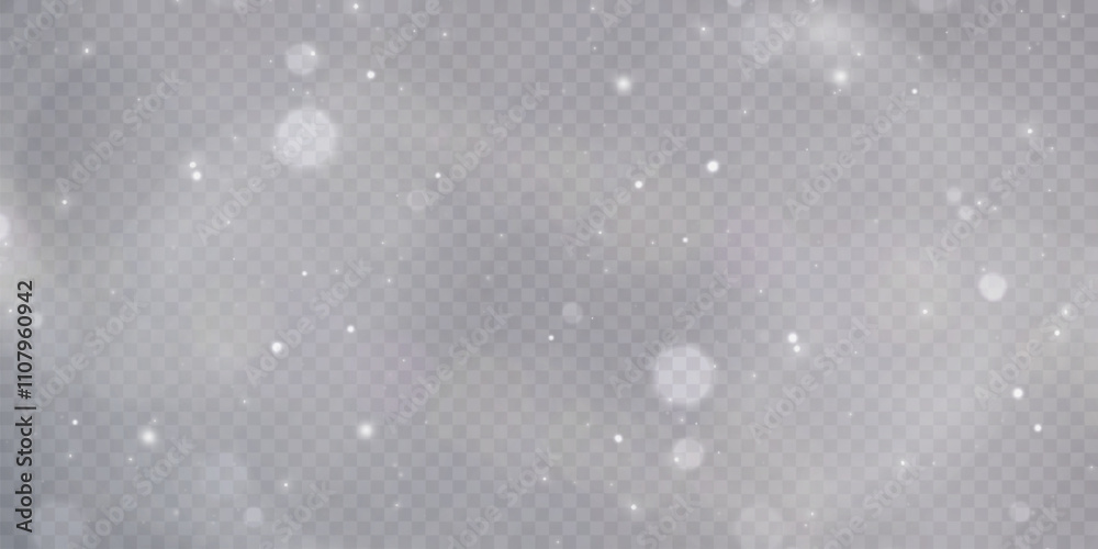 Poster Winter background with snowstorm effect and snow. Vector texture of cold Christmas snowstorm with snowflakes on transparent background.