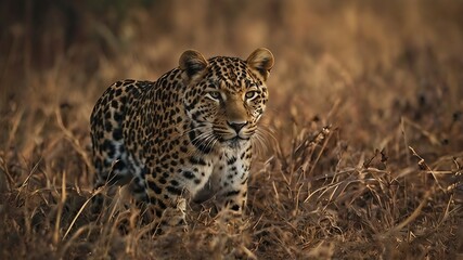 Naklejka premium leopard in the grass
