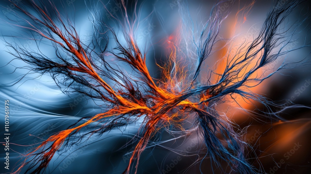 Poster Dynamic abstract lines intertwined digital art vivid colors abstract space artistic viewpoint visual harmony