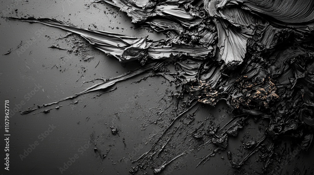 Poster artistic texture from black and white strokes in contemporary studio abstract composition perspectiv
