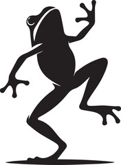 A dancing frog with one leg raised vector black silhouette