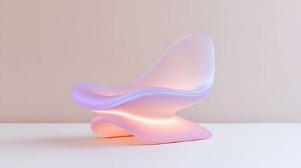 3d rendering of a modern chair. the chair is made of a transparent material, with a curved shape that resembles a wave or a wave.