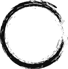 Hand drawn black brush stroke in a circle shape adds raw artistry and dynamic energy to designs, illustrations, or creative projects, enhancing visual appeal with its organic and expressive form