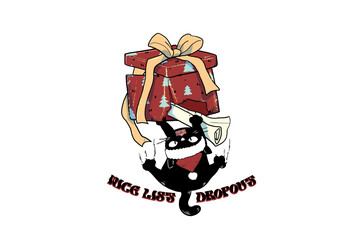 Nice list dropout, Christmas Gift and Cat Sublimation T Shirt Design