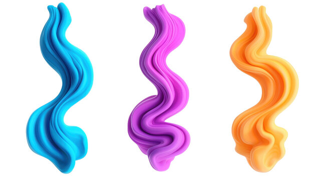 Abstract flowing shapes in vibrant colors of blue, purple, and orange creating a dynamic and enticing design element