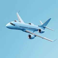 Obraz premium Vector 3d airplane in blue background. Airplane concept. Plane Air transportation.Advertising banner. 