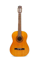 Obraz premium Acoustic guitar close up isolated on a white background