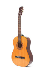 Obraz premium Acoustic guitar close up isolated on a white background