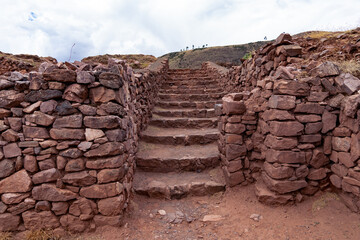 Passages, streets, stairs and walls of the ruins of Pikillacta in the southern valley of Cusco