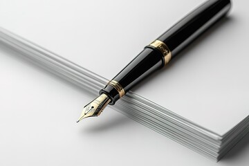 Naklejka premium A pen is on top of a stack of paper