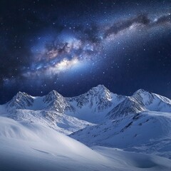 Crystal Clear Starry Sky Over Snowy Mountain Peaks Starry Night Skies in Winter ,Winter seasson, Happy New Year, Happy christmass