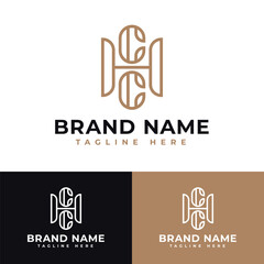 modern lines initial HCC or CCH or CC logo symbol icon flat stock vector design