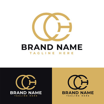 modern circle letter H or OCH or OOH or CCH logo symbol icon flat stock vector design