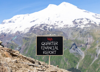 4th quarter financial report symbol. Concept words 4th quarter financial report on beautiful black...