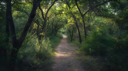 Obraz premium Serene Wilderness: An Enthralling Glimpse of the Verdent TX Hiking Trails