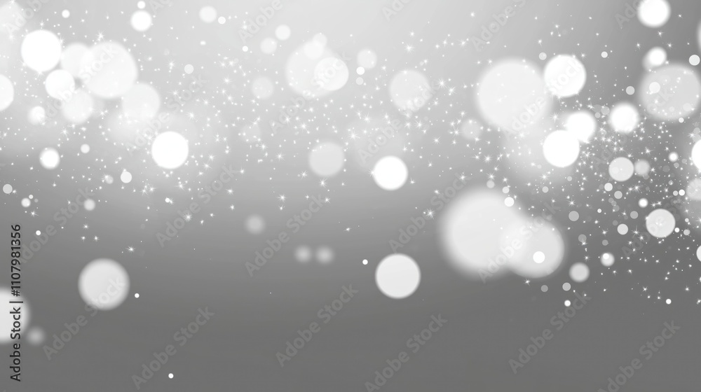 Aufkleber Abstract design with white bokeh lights on gray background. Bokeh effect creates soft glowing lights. Suitable for various themes like holiday festive design. Versatile background for digital art