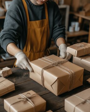 Person Packing Gifts: Craft Workshop