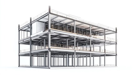 steel framework of a highrise building under construction illustrations isolated white background
