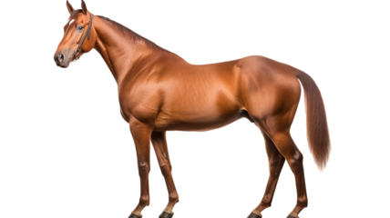 Bay horse isolated on transparent background PNG. 