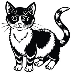Obraz premium cat coloring page, silhouette, vector illustration 
