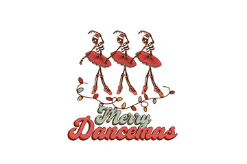 Fototapeta premium Merry Dancemas, Retro Christmas sublimation Design