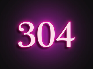 Pink glowing Neon light text effect of number 304.